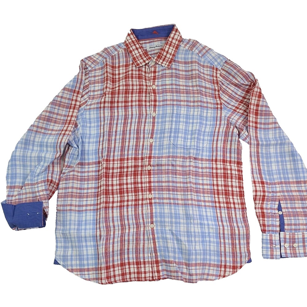 Tommy Bahama Mens Shirt Long Sleeve Medium  Linen Off The Grid Geranium New